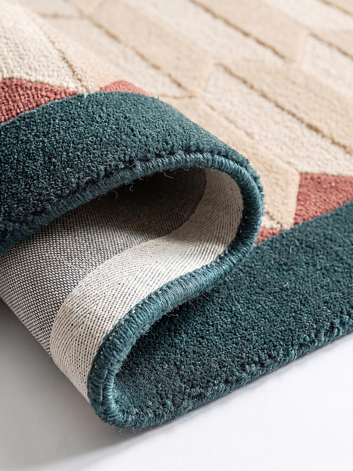WOLLTEPPICH handgetuftet DARENT, Wabenmuster, Petrol, 160 x 230 cm - Türkis, Textil (160/230cm) - KADIMA DESIGN