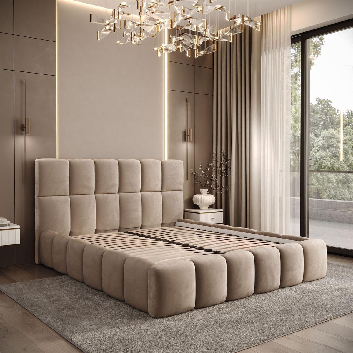 POLSTERBETT VENEZIA mit Bettkasten 180x200, Royal Velvet 170 - Beige, Textil (180/200cm) - Lookway