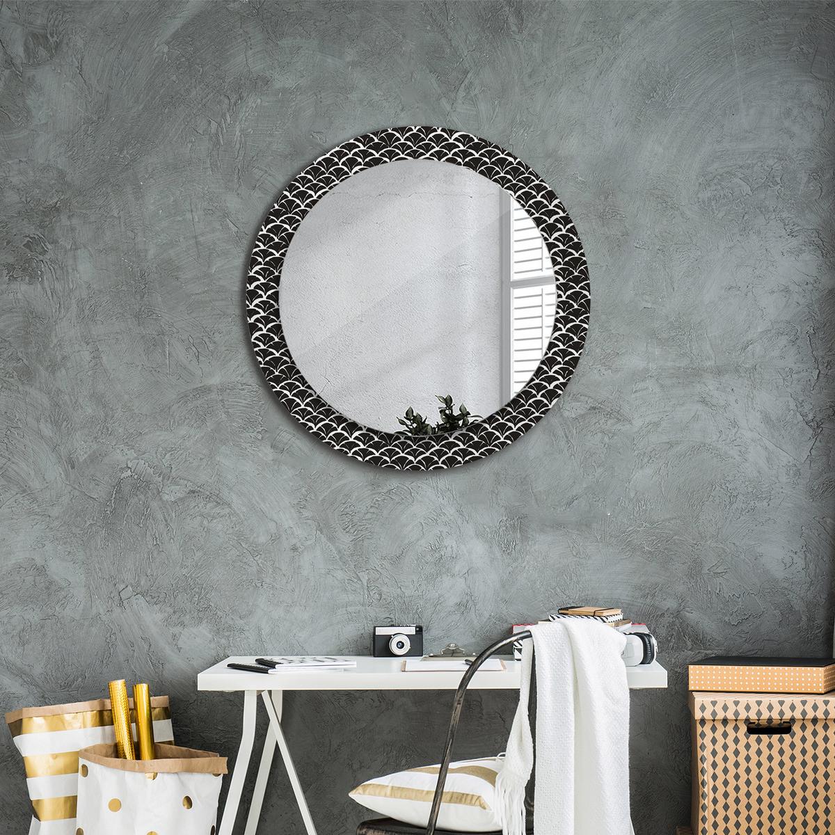 SPIEGEL Rund Ø 70 cm mit Aufdruck - Schwarz, Glas (70/70/0.4cm) - Wallfluent