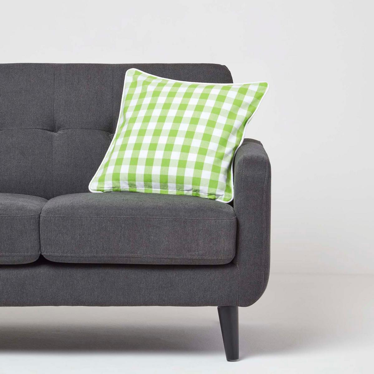 KISSENHÜLLE Karo-Muster 45/45 cm, 100% Baumwolle - Grün, Textil (45/45cm) - Homescapes
