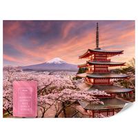 FOTOTAPETE Pagode Berg Fuji Sakura Landschaft 3D 100x70 - Rot/Violett, Papier (100/70cm) - Muralo