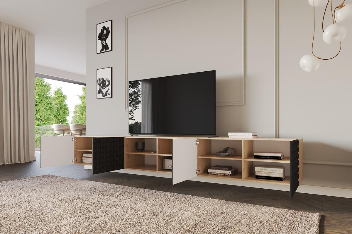 LOWBOARD VIRA-W 3x100x40x40 cm - Artisan / Schwarz - Schwarz, Holzwerkstoff (300/40/40cm) - ALTDECOR