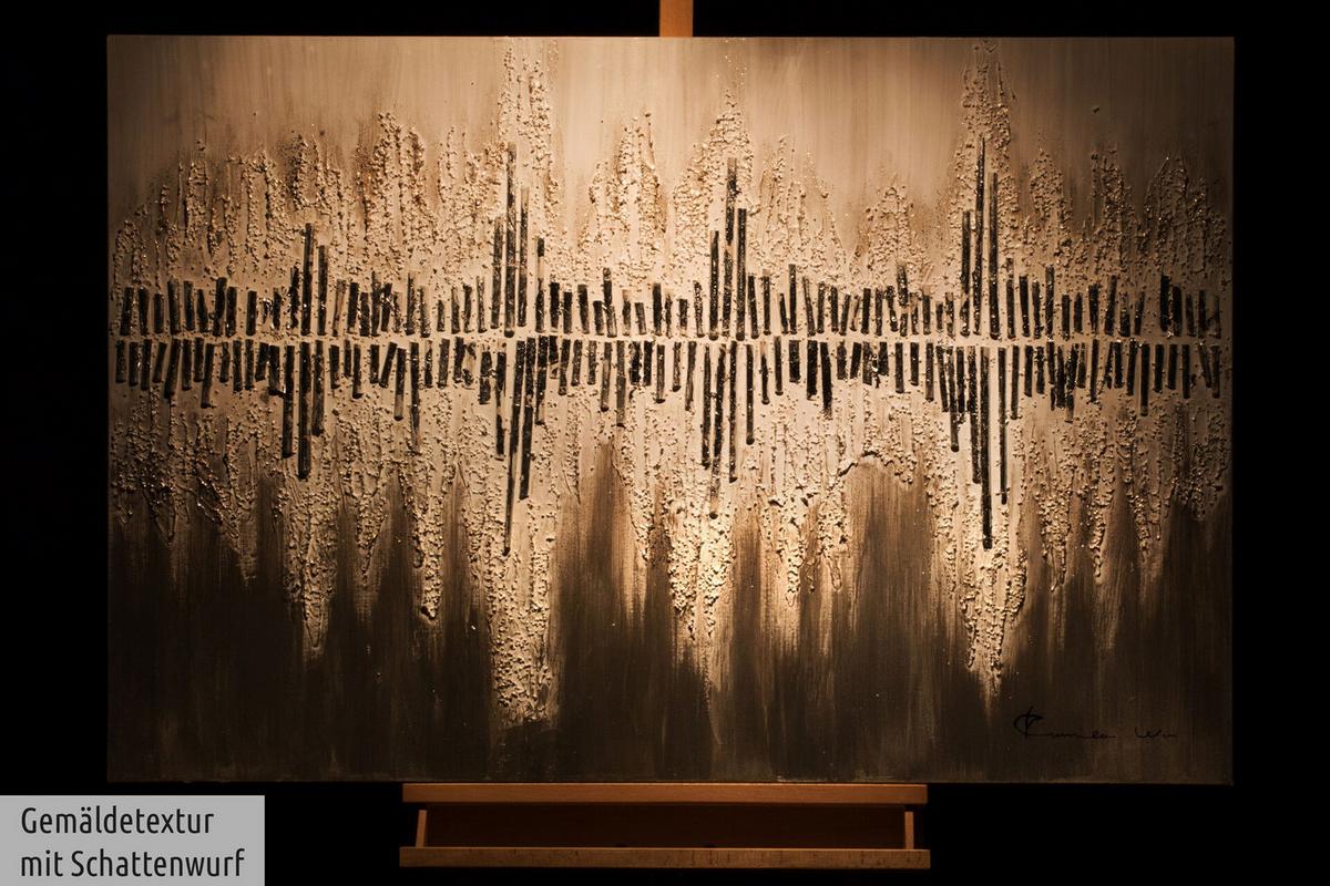 ACRYLBILD HANDGEMALT 90/60 cm - Silberfarben/Grau, Holz/Textil (90/60cm) - KUNSTLOFT