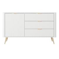 SIDEBOARD Vespasia 1T 3S Beige 138,2/81,2/38 cm – Geriffelte Fronten - Goldfarben/Weiß, Holzwerkstoff/Metall (138.2/81.2/38cm) - AX Living