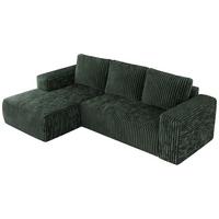 ECKSOFA TRENTINO L Grün Cord - Links - Schwarz/Grün, Kunststoff/Textil (266/164cm) - MKS