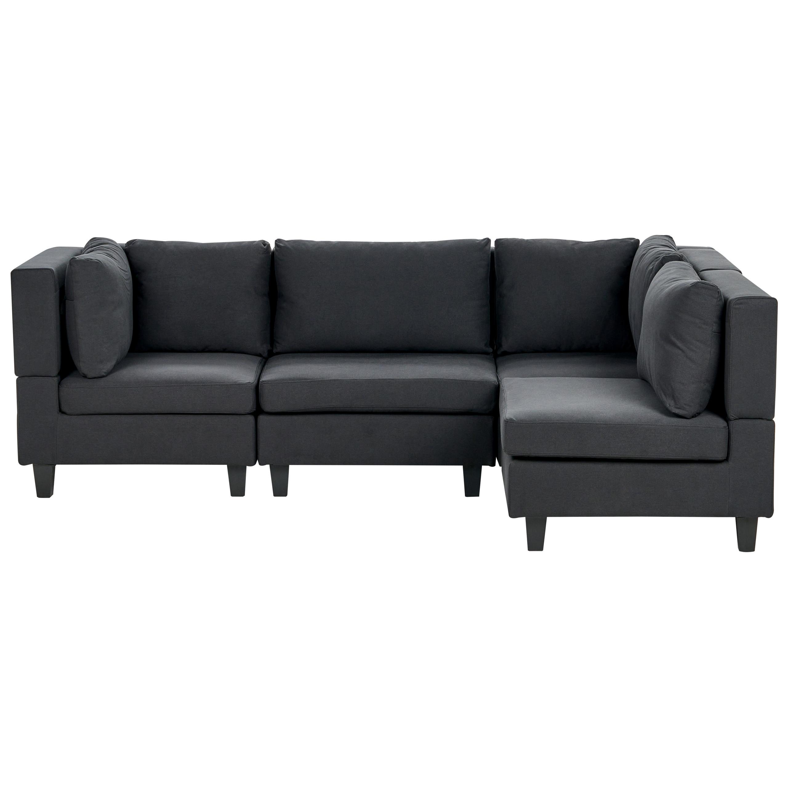 ECKSOFA Modul 4-Sitzer linksseitig Schwarz Stoff Unstad - Schwarz, Textil (228/152cm) - Beliani