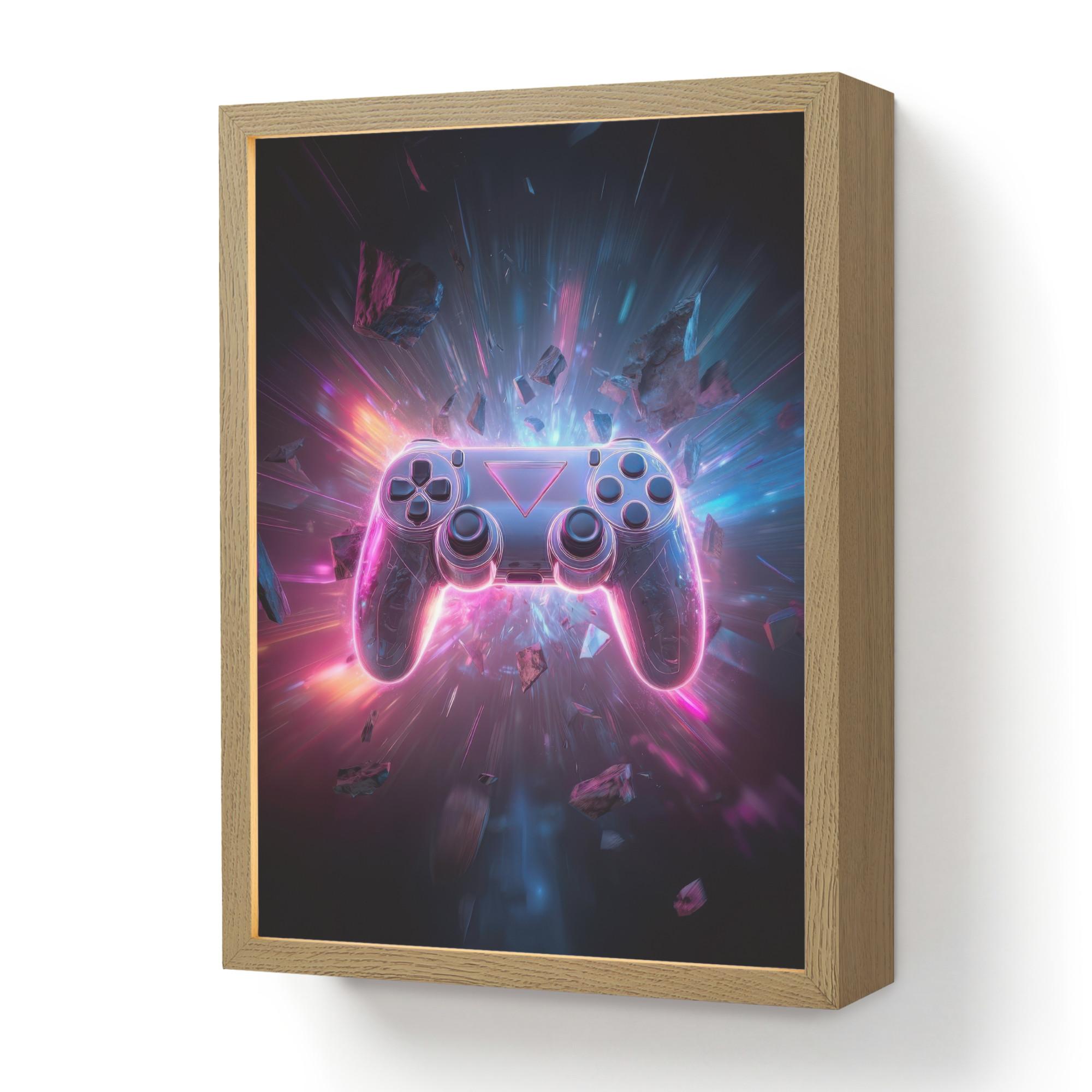 WANDLEUCHTE MIT AKKU Controller - Neon - Explosion - Abstrakt 30x40 cm - Violett, Holzwerkstoff (30/40/8cm) - OnlyWow