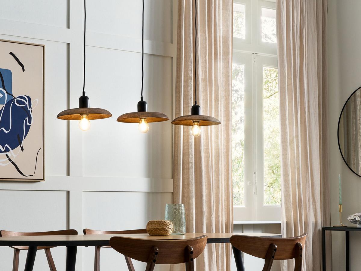 HÄNGELEUCHTE Manjeera 17/92/107 cm - Dunkelbraun, Holz (17/92/107cm) - Beliani