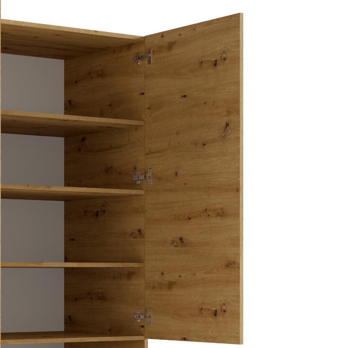 DREHTÜRENSCHRANK CHARON 158,3/200,6/55cm 3-türig mit Spiegel Eiche Artisan - Eiche Artisan, Holzwerkstoff (158.3/200.6/55cm) - MASSENO