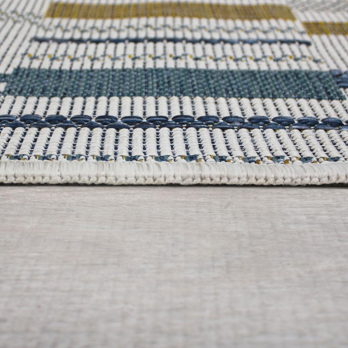 OUTDOORTEPPICH Waschbar FLEET, geometrisch, Blau-Gelb, 80 x 230 cm - Blau, Textil (80/230cm) - KADIMA DESIGN
