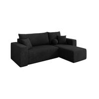 ECKSOFA mit Schlaffunktion Ottomane Rechts SENO-L 249x139x85 Schwarz Velours - Schwarz, Holzwerkstoff/Kunststoff (249/139cm) - ALTDECOR