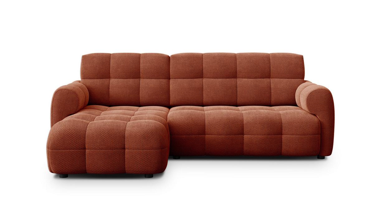ECKSOFA MELLOW 3-Sitzer, dunkelorange - Dunkelorange/Schwarz, Holz/Textil (232/156cm) - Wozimo
