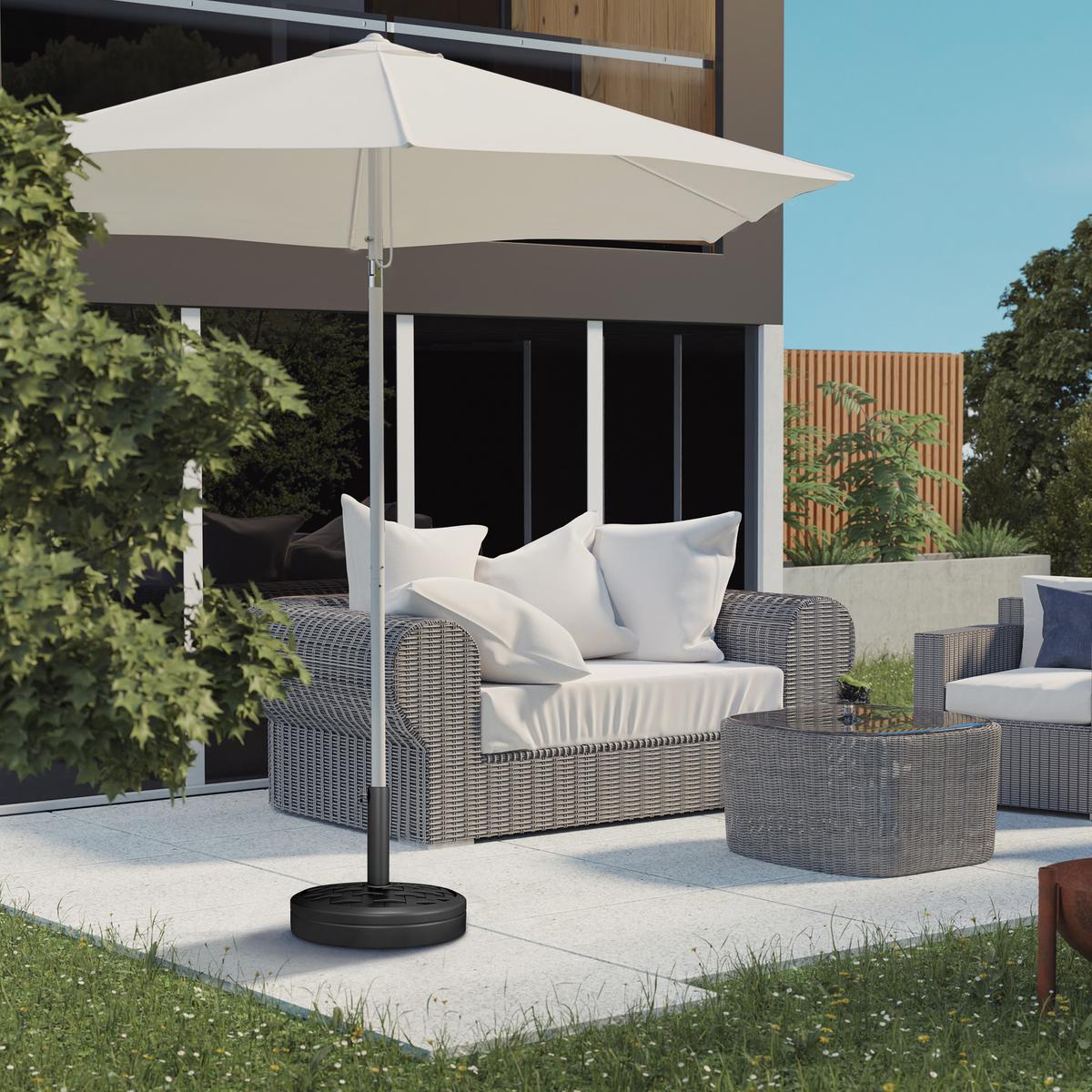 SONNENSCHIRMSTÄNDER HDPE Beton Schwarz - Schwarz, Kunststoff (45/45cm) - Outsunny