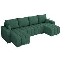 WOHNLANDSCHAFT KIRASSO U Grün Struktur - Grau/Grün, Textil/Metall (320/86/147cm) - MKS