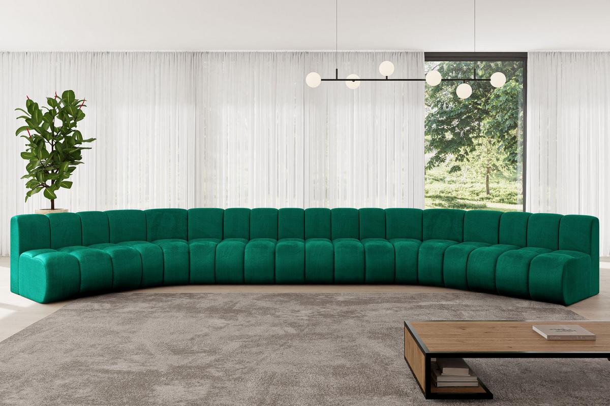 WOHNLANDSCHAFT modulares Sofa Montra-U2 - 581x174x70 cm Grün - Dunkelgrün, Holzwerkstoff/Textil (581/70/174cm) - ALTDECOR