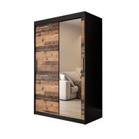 SCHWEBETÜRENSCHRANK 200/120/62 2-türig - Eichefarben/Schwarz, Holz/Kunststoff (120/200/62cm) - MÖBEL KRYSPOL