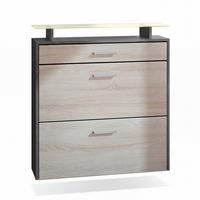 SCHUHSCHRANK Malea Fronten in Eiche sägerau - Eiche San Remo, Holzwerkstoff (89/96/23cm) - Vladon