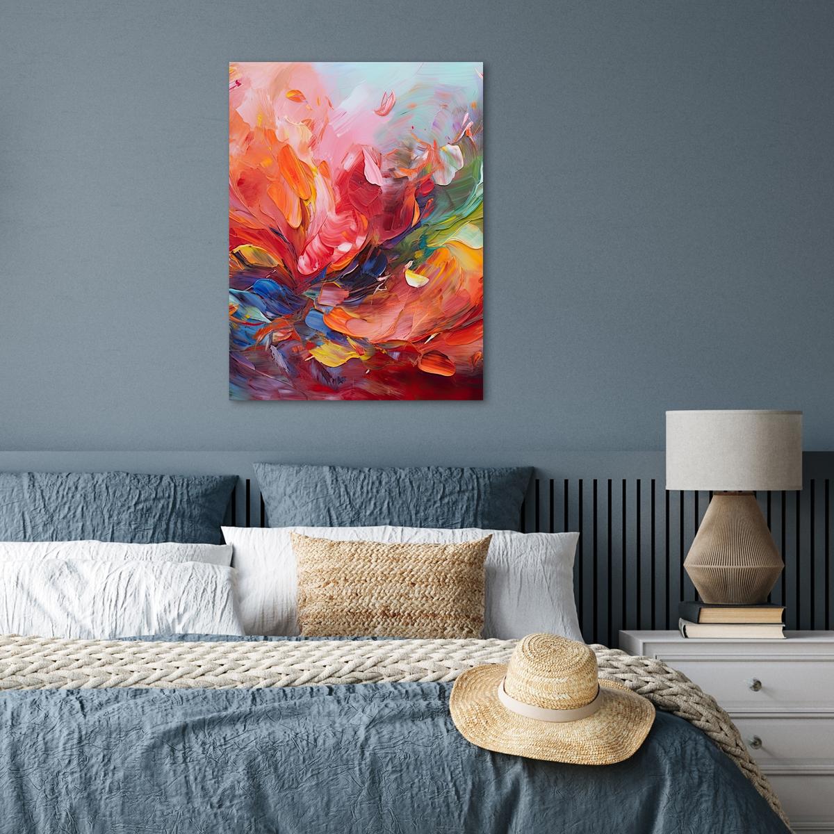 POSTER Ölgemälde - Kunst - Abstrakt - Farbenfroh Deko Wohnzimmer 60x80 cm - Altrosa, Papier (60/80/0.1cm) - MuchoWow