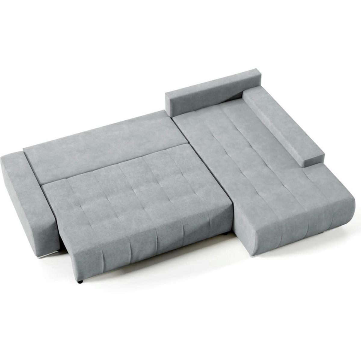 ECKSCHLAFSOFA Draco mit Schlaffunktion, rechts, Hellgrau - Hellgrau/Schwarz, Kunststoff/Textil (267/186cm) - Beautysofa