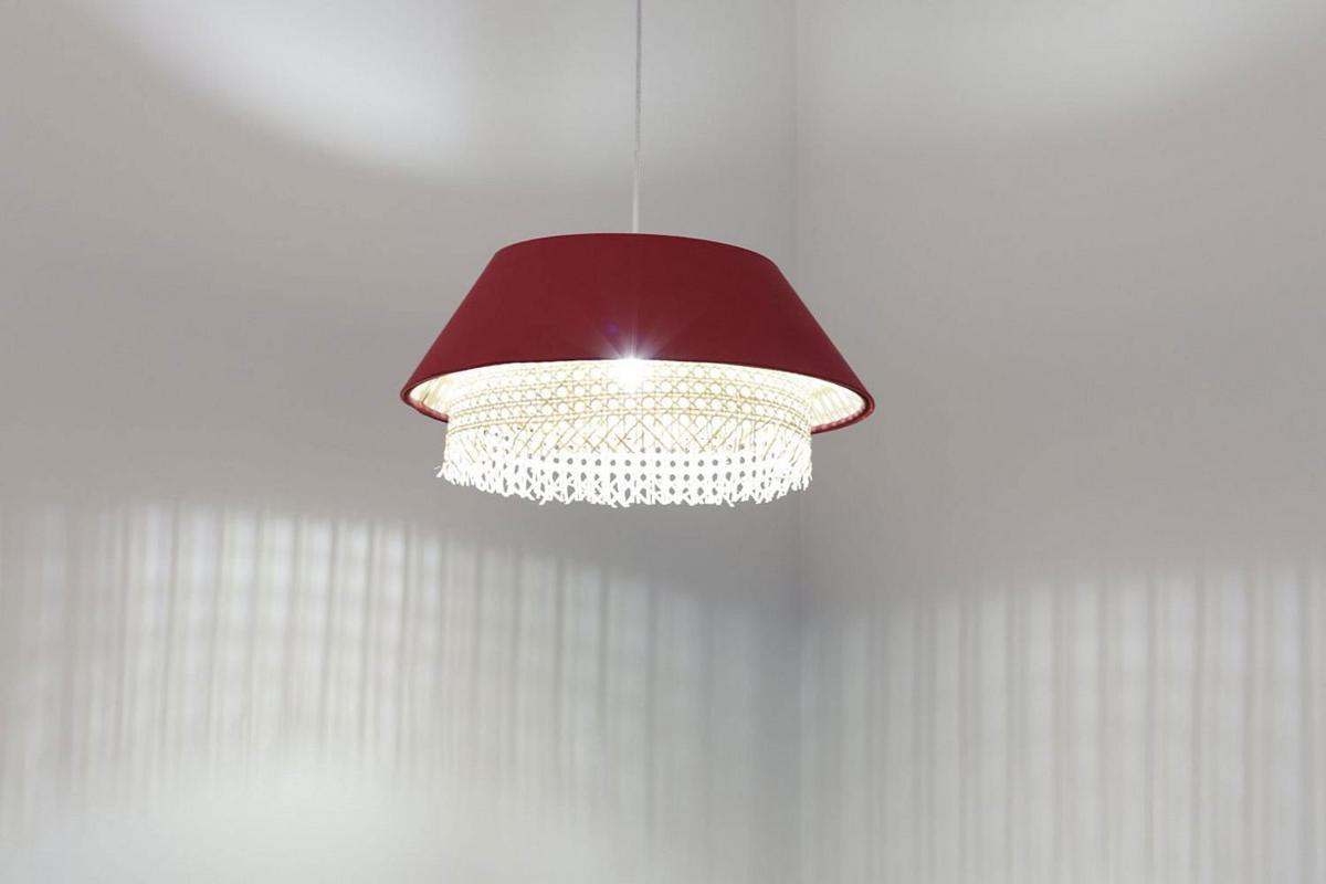HÄNGELEUCHTE Rot 40/19 cm - Rot, Naturmaterialien (40/1.3/19cm) - ONZENO