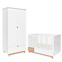 BABYZIMMER 2-teilig Weiß und Holz - Weiß, Holzwerkstoff (144/96/75cm) - Petits-meubles
