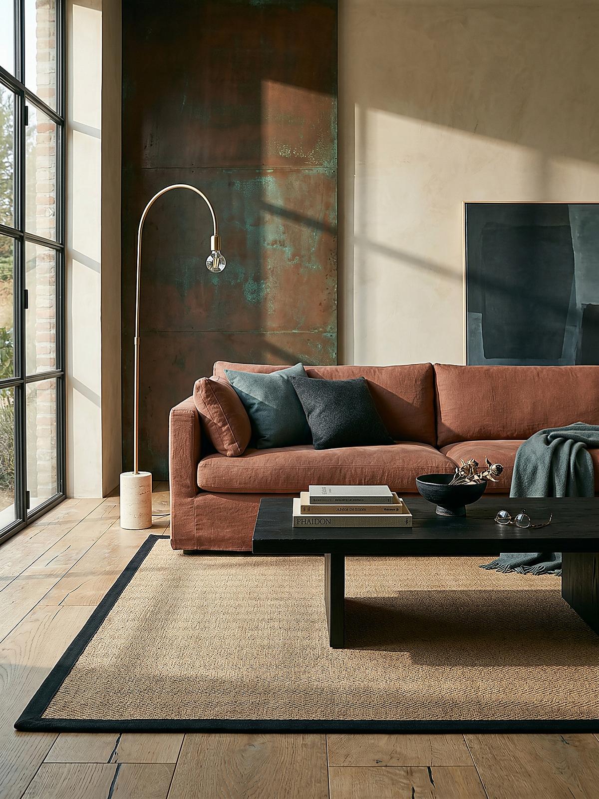 JUTETEPPICH TRENT, geometrisch, Braun-Schwarz, 200 x 290 cm - Schwarz/Naturfarben, Textil (200/290cm) - KADIMA DESIGN