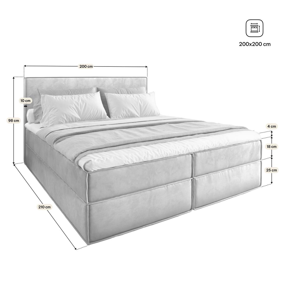 BOXBETT PELLIO 200x200 cm mit Matratze und Topper, H2+H3 - Gelb - Gelb, Holz (200/200cm) - MASSENO