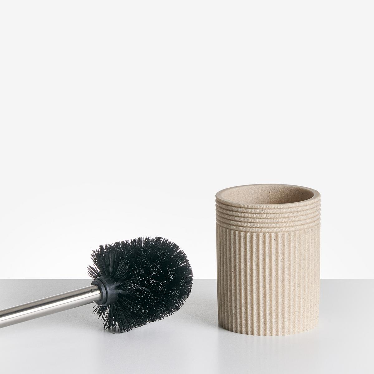 BADACCESSOIRES Set 5-teilig Hellbeige Channay - Beige, Kunststoff (8/10/8cm) - Beliani