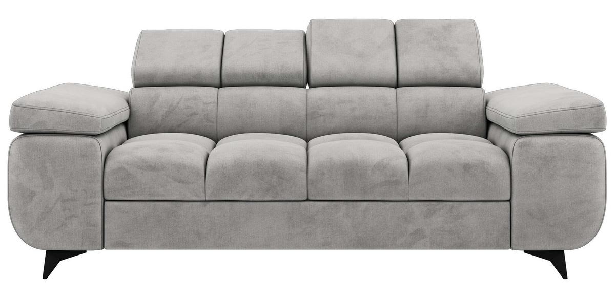 2-SITZER SOFA NIDELLO - Hellgrau Velvet - Hellgrau/Schwarz, Textil/Metall (194/70/97cm) - MKS