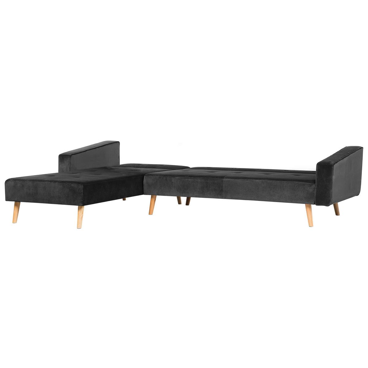 ECKSOFA Samtstoff Schwarz Vadso - Schwarz, Textil (303/98cm) - Beliani