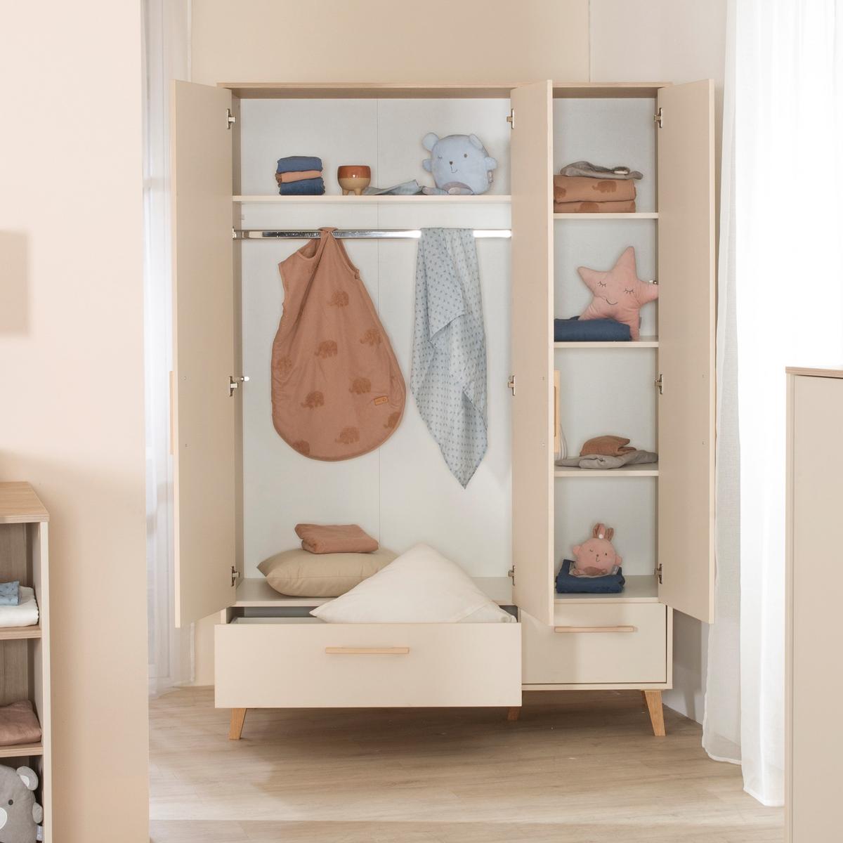 BABYZIMMER SET Jil 3-teilig - Kastanienfarben/Kaschmir, Holz/Holzwerkstoff (138/200/55cm) - Roba