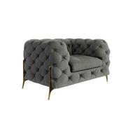 CHESTERFIELD-SESSEL Lexi Grau Samt - Goldfarben/Grau, Holz/Textil (125/75/100cm) - S-Style Möbel