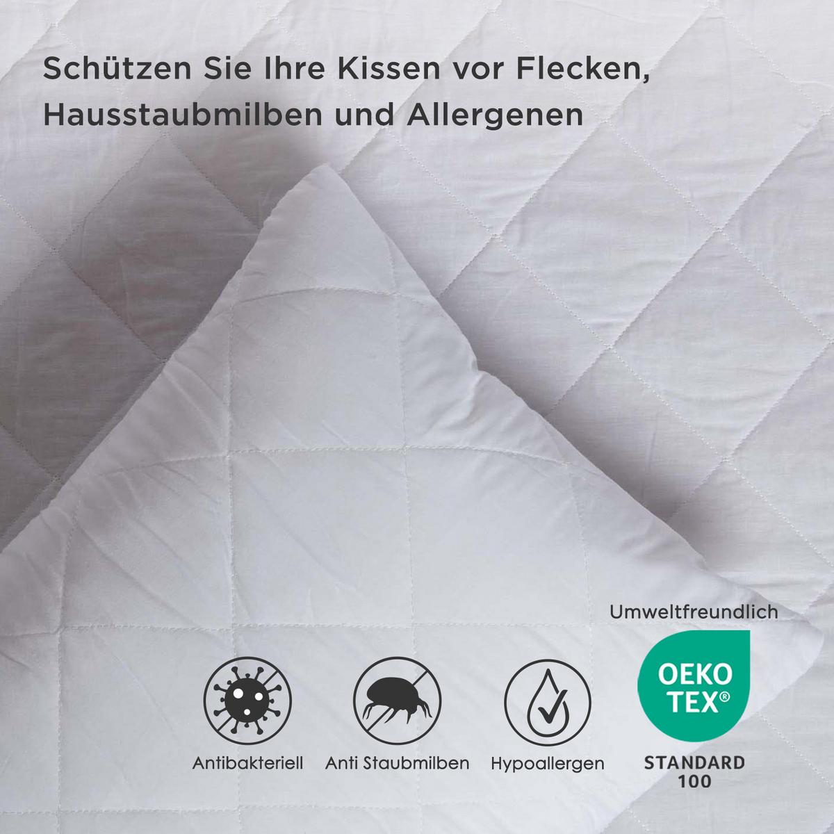 KISSENSCHONER gesteppt 50/90, 2er-Set mit Reißverschluss - Weiß, Textil (48/91cm) - Homescapes