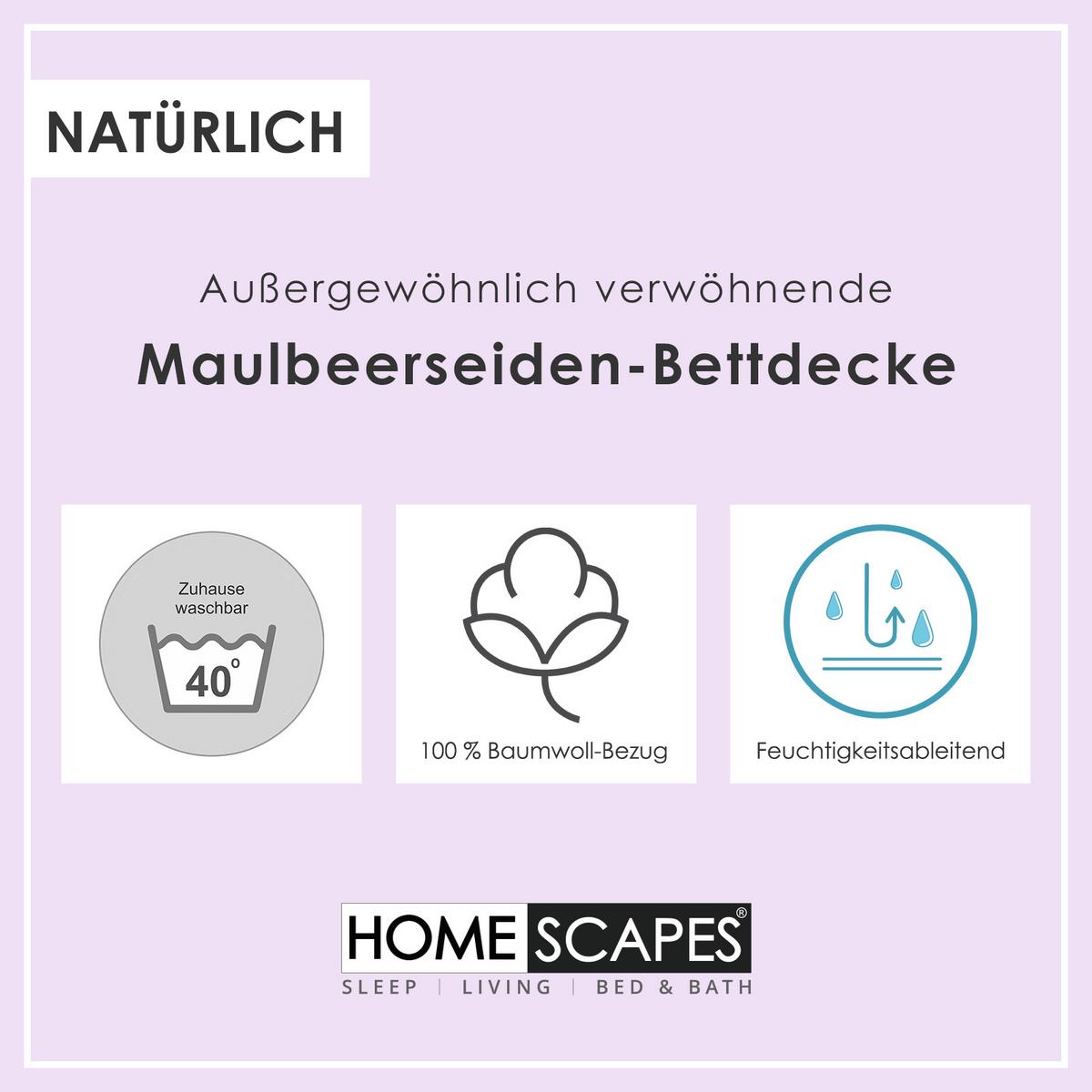 WINTERDECKE 155/220 cm, Seidenmischung - Weiß, Textil (155/220cm) - Homescapes