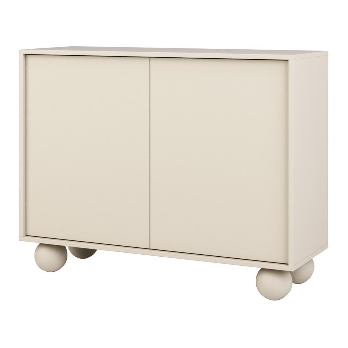 KOMMODE Adel mit 2 Türen und runden Füßen, 104 cm, Griffloss, Kaschmir - Kaschmir, Holzwerkstoff (104/81/38cm) - Beautysofa