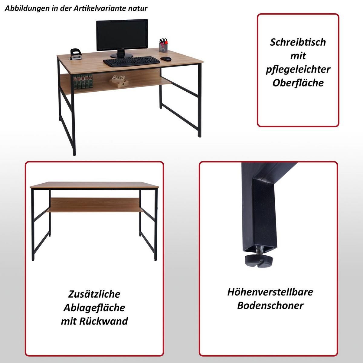 SCHREIBTISCH rechteckig Braun, Grau - Braun/Grau, Metall (60/120/78cm) - MCW
