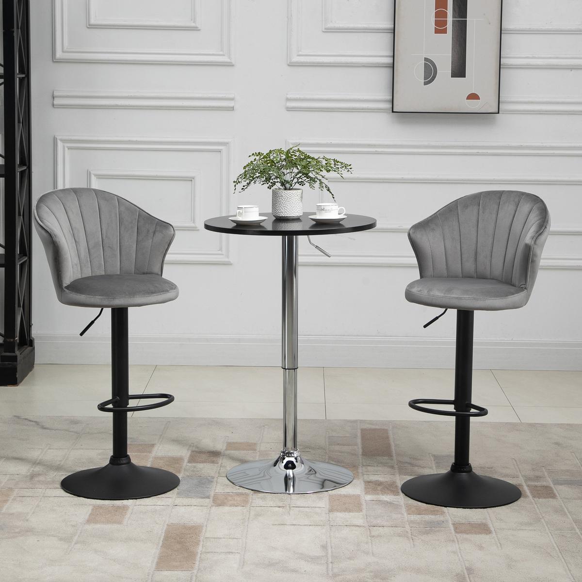 BARHOCKER, Schaumstoff, Stahl, Grau - Grau, Kunststoff (56/111/54cm) - HOMCOM