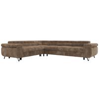 ECKSOFA NORDEN L - Braun Cord - Rechts Seite - Schwarz/Braun, Textil/Metall (329/269cm) - MKS