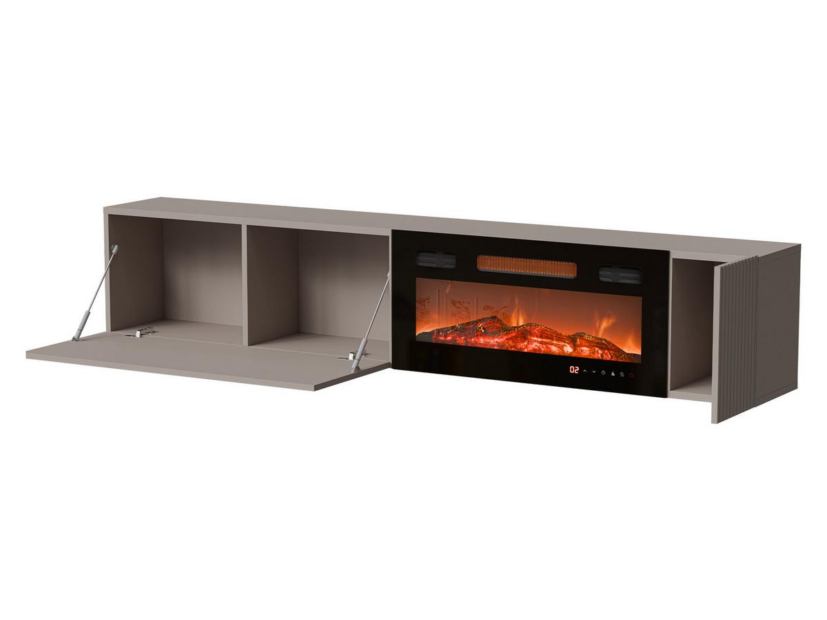 TV-LOWBOARD Capital 200 EF mit Kamin - Eiche Wotan/Schwarz, Holzwerkstoff (200/38/30cm) - MIRJAN24