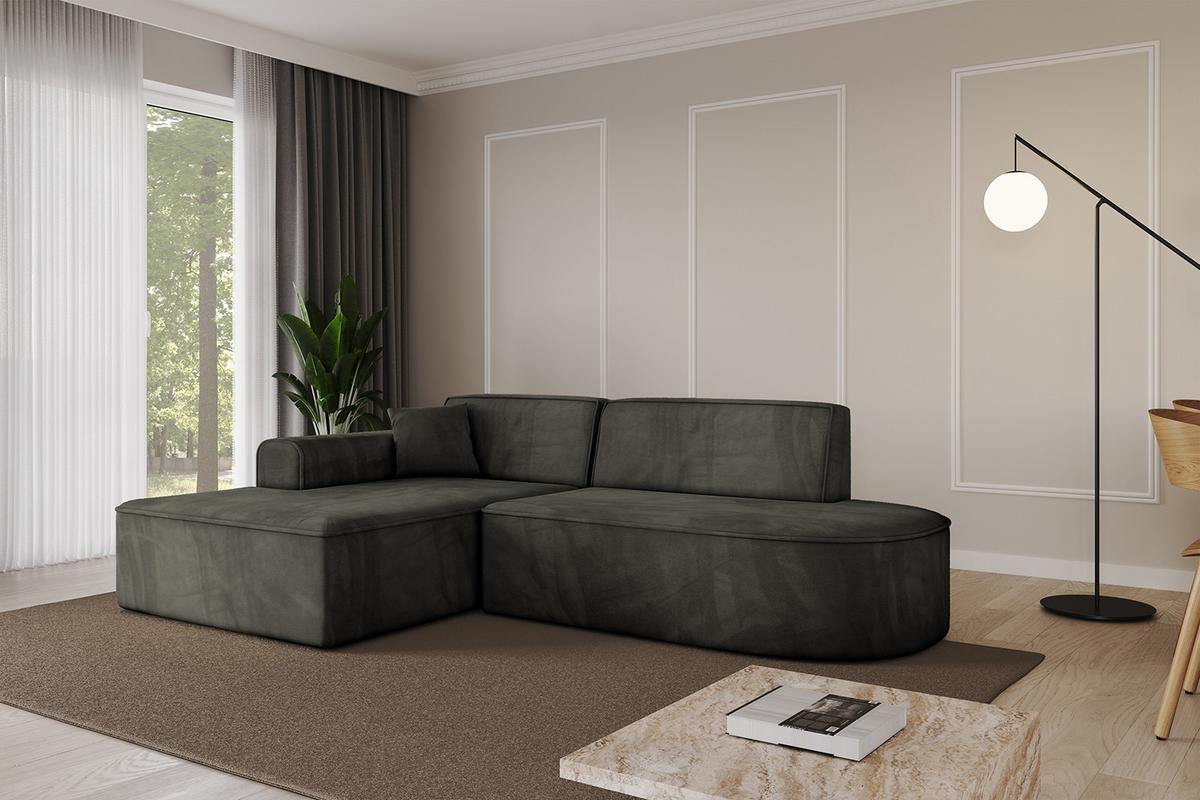 ECKSOFA Ottomane Links IREA-L1-v3 - 232x165x77 cm Schwarz - Schwarz, Holzwerkstoff/Textil (232/165cm) - ALTDECOR