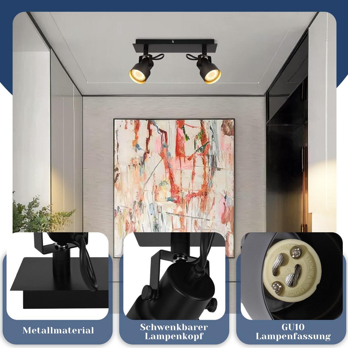 DECKENSTRAHLER Hitzebringer 2-flammig 28/7/10.5cm - Schwarz, Metall (28/7/10.5cm) - Nettlife