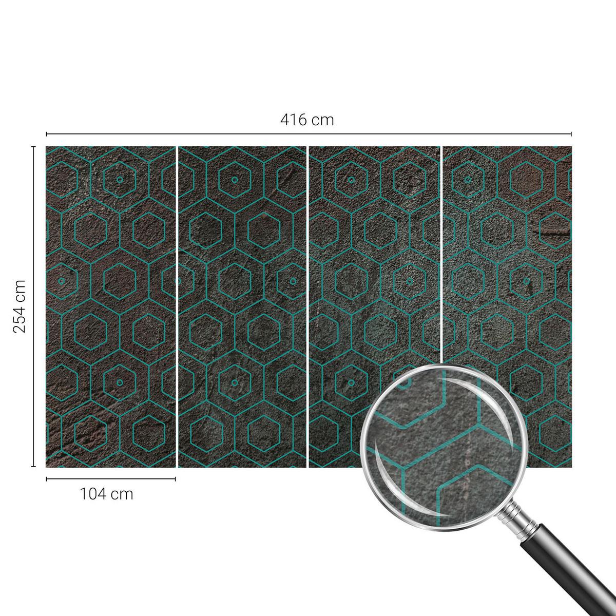 FOTOTAPETE 416x254 cm - Geometrisches Muster - Braun, Textil (416/254cm) - Wallfluent