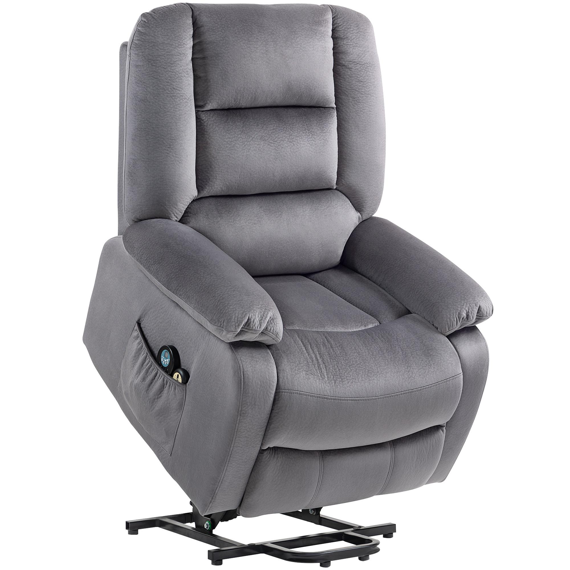 ELEKTRISCHER-AUFSTEHSESSEL Polyester Schaumstoff Dunkelgrau - Dunkelgrau/Schwarz, Textil/Metall (90/110/93cm) - HOMCOM