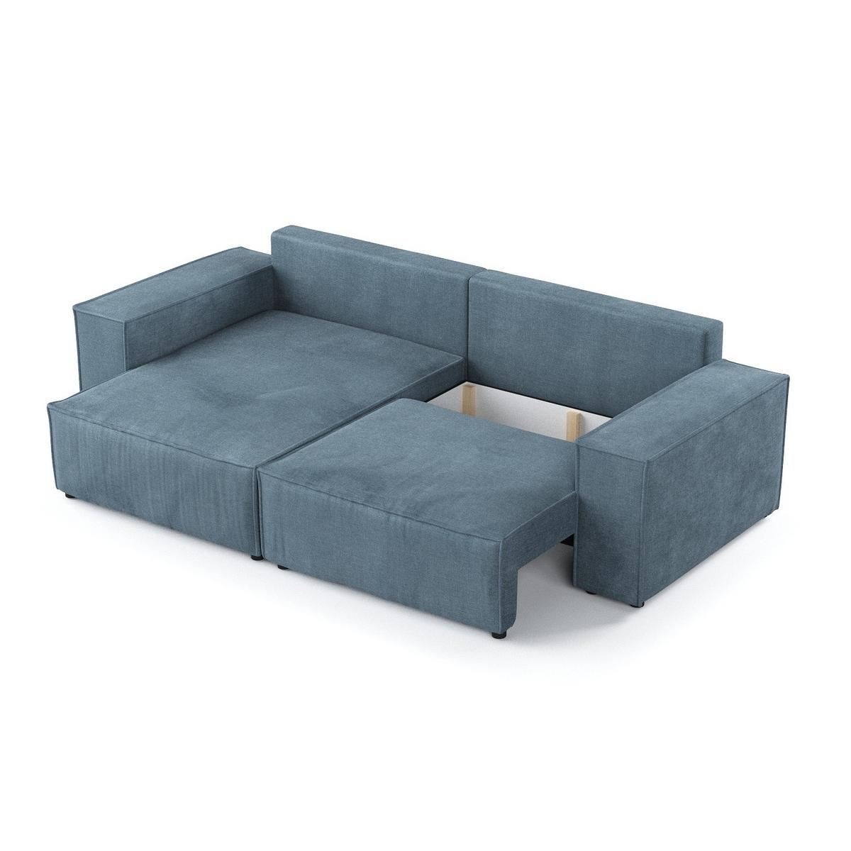 ECKSOFA SENSO mit Schlaffunktion Blau im Wind Stoff - Blau/Schwarz, Holz/Holzwerkstoff (255/148cm) - AltaBeds