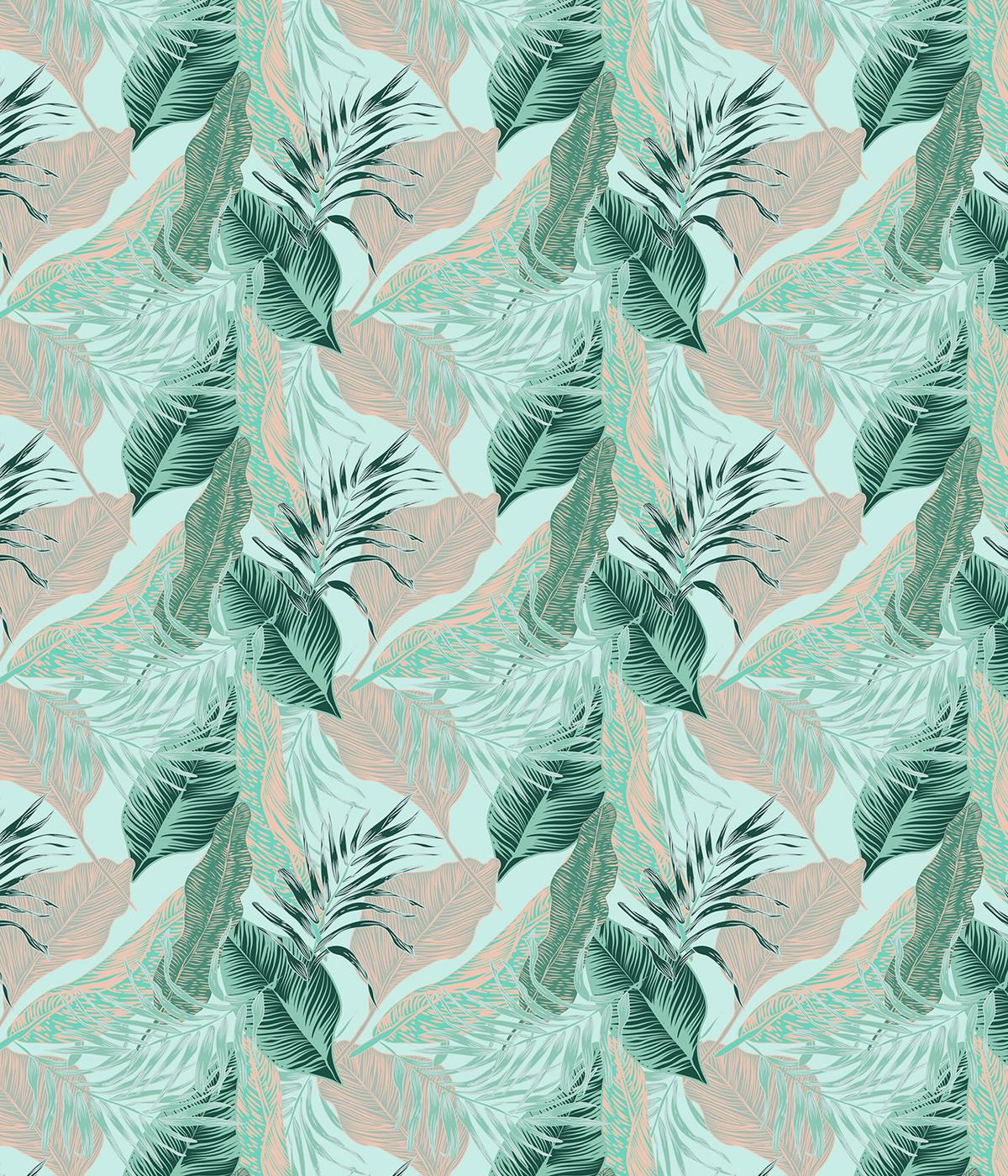 VERDUNKELUNGSROLLO 120x140 cm Tropische Blätter - Blau, Textil (120/140cm) - TULUP