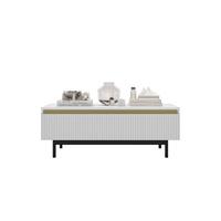 COUCHTISCH Selene Weiß matt 109 cm mit Metallrahmen - Schwarz/Weiß, Holzwerkstoff/Metall (50/109/39cm) - Meble Lindner