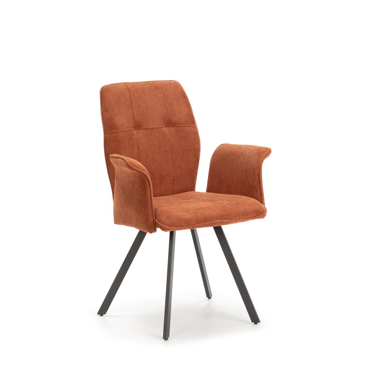 SESSEL (Set aus 2) aus stoff mit schwarzen metallbeinen - mery 62/60/47 cm - Orange, Textil (60/47/62cm) - Calicosy