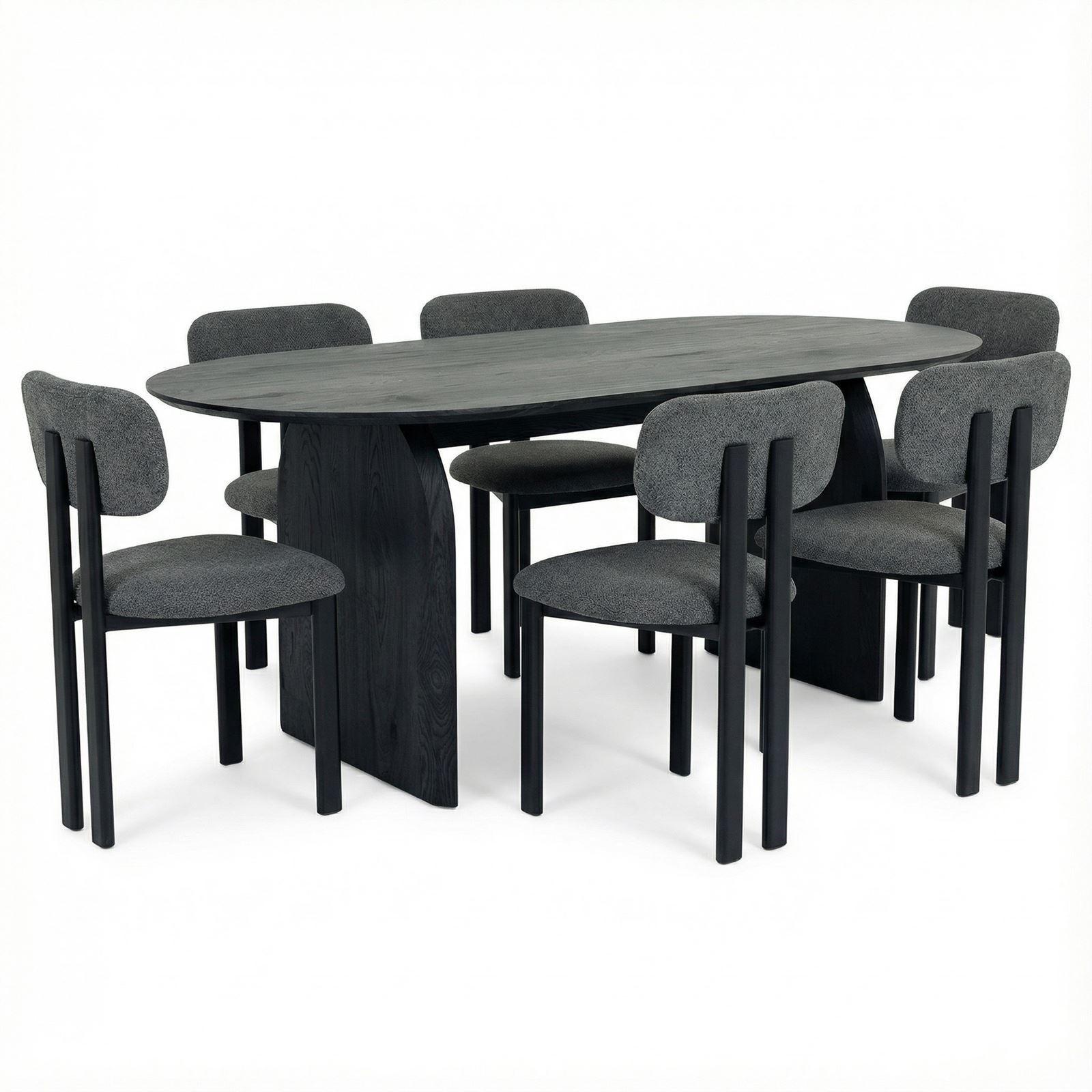 ESSGRUPPE MALA FRANCA 7er Set schwarz - Schwarz, Holzwerkstoff - IDIMEX