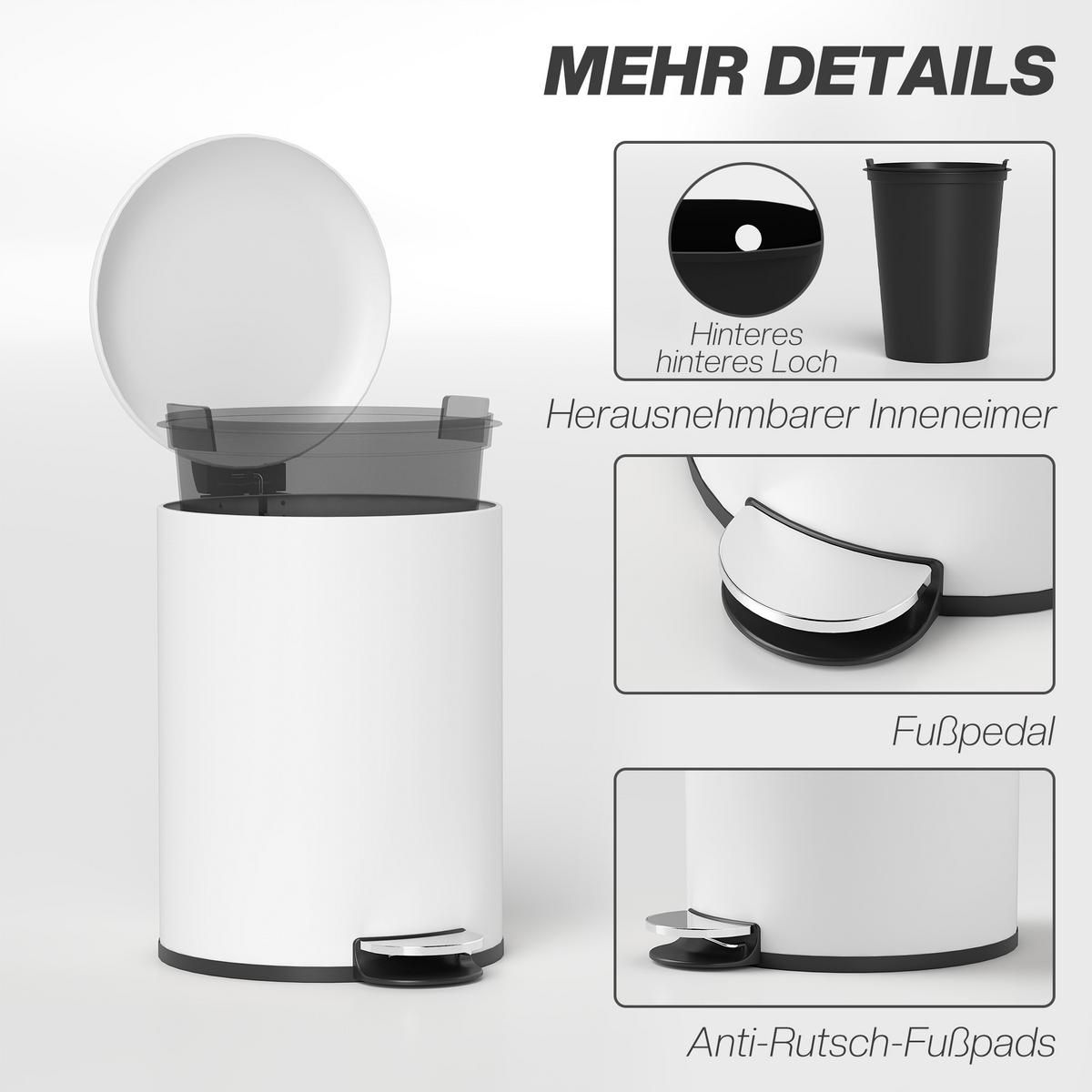 MÜLLEIMER 20L - Creme, Metall (30/44.5/36cm) - HOMCOM