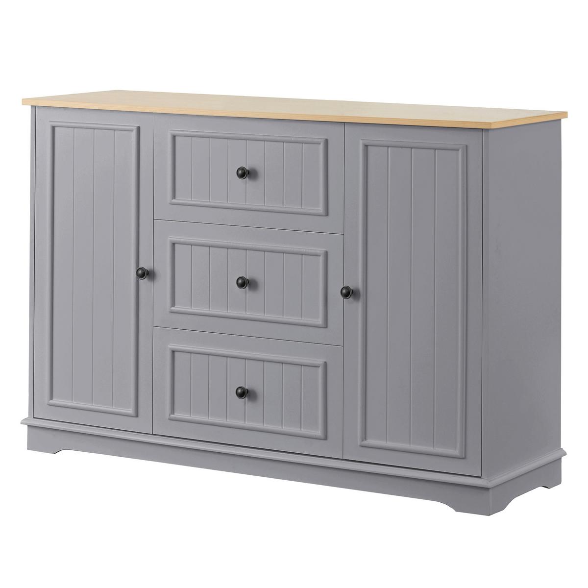 SIDEBOARD mit 3 schubladen & kühlschrank-türen - Grau, Holzwerkstoff (126/86/40cm) - Urban Meuble